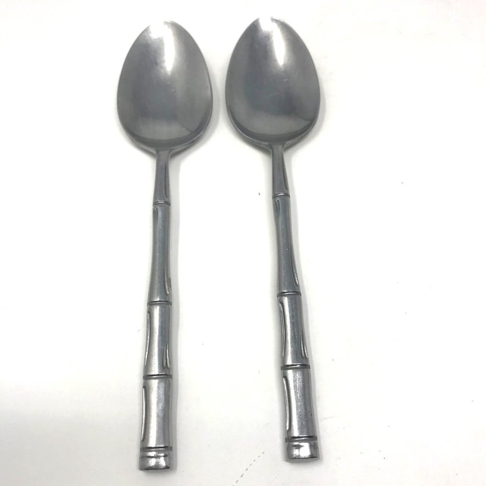 2 Sunshine Bamboo Stainless Teaspoons Flatware